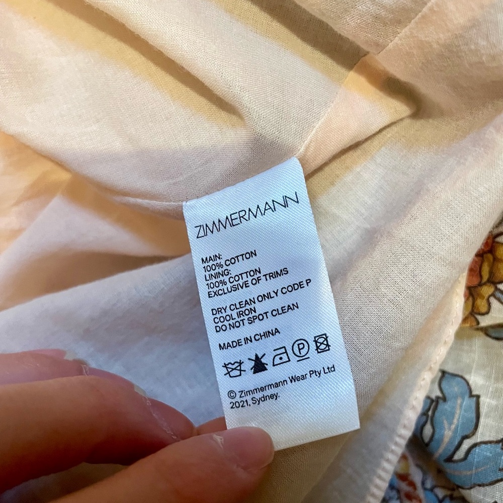 Zimmermann Andie Buttoned Mini Dress in Blue Floral 0P - Picture 12 of 14
